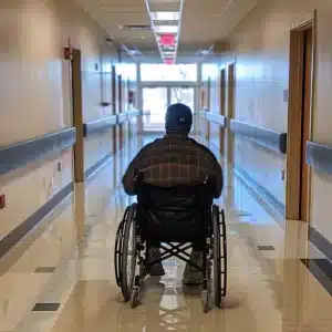 A man sitting on a wheelchair