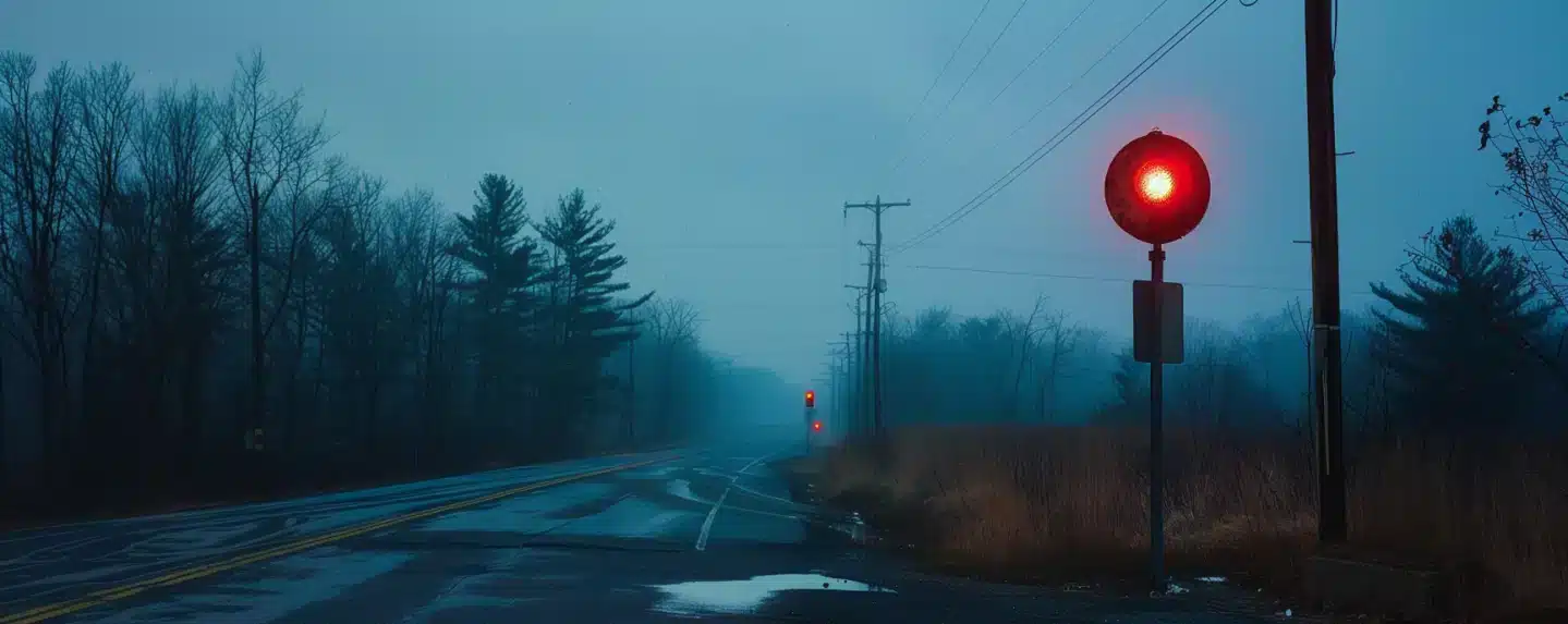 A red signal on a road in connecticut