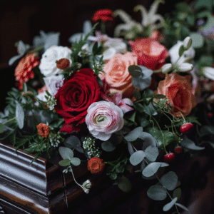 Flowers on a casket
