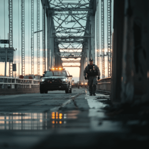 Connecticut emergency response officer on the bridge 