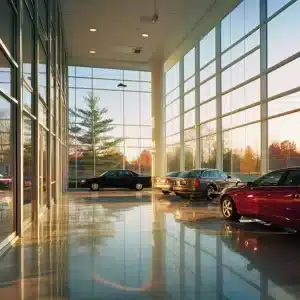 A car showroom..