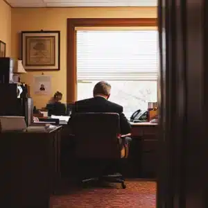 A man sitting in his office